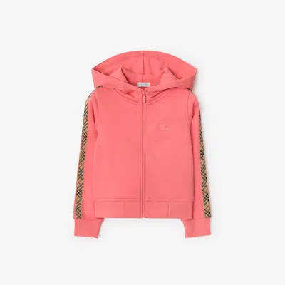 BURBERRY BURBERRY CHILDRENS CHECK TRIM COTTON ZIP HOODIE