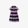 Burberry Check Trim Striped Cotton Shirt Dress In Purple