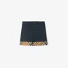 Burberry Kids'  Childrens Check Turn-up Cotton Shorts In Blue