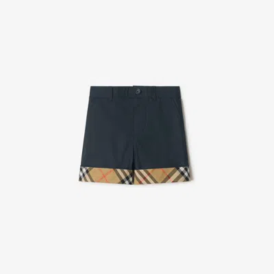 Burberry Kids'  Childrens Check Turn-up Cotton Shorts In Blue