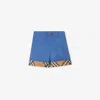 Burberry Kids'  Childrens Check Turn-up Cotton Shorts In Blue