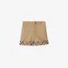Burberry Childrens Check Turn-up Cotton Shorts In Brown