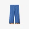 Burberry Kids'  Childrens Check Turn-up Cotton Trousers In Blue