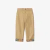 Burberry Childrens Check Turn-up Cotton Trousers In Brown
