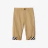 Burberry Childrens Check Turn-up Cotton Trousers In Nude