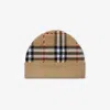 Burberry Childrens Check Wool Beanie In Sand