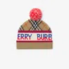 Burberry Childrens Check Wool Blend Beanie In Brown