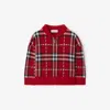 Burberry Kid's Duncan Check Cardigan Sweater In Red