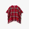 Burberry Childrens Check Wool Cape In Red