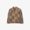 Burberry Childrens Check Wool Cardigan In Sand