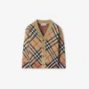 Burberry Kids Checked Cardigan In Sand