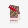 Burberry Childrens Check Wool Scarf In Brown