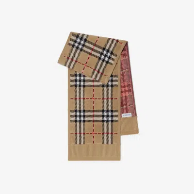 Burberry Childrens Check Wool Scarf In Sand