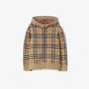 Burberry Childrens Check Wool Zip Hoodie In Brown