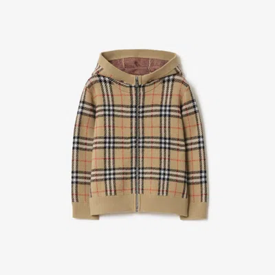 Burberry Kids'  Childrens Check Wool Zip Hoodie In Brown