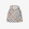 Burberry Childrens Check Wool Zip Hoodie In Pale Stone
