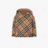 Burberry Check Pattern Zipped Hoodie In Sand