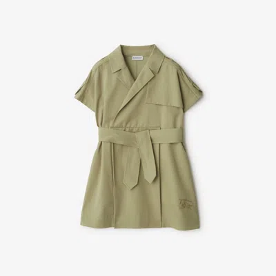 Burberry Kids'  Childrens Cotton Blend Trench Dress In Green