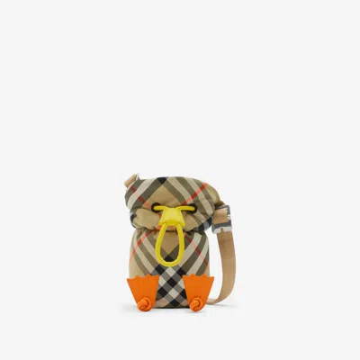 Burberry Childrens Duck Check Nylon Bottle Holder In Sand