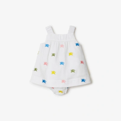 Burberry Childrens Ekd Cotton Dress With Bloomers In Multicolour
