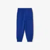 Burberry Electric Blue Jogging Trousers With Ekd Logo In Knight