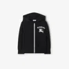 Burberry Kids Ekd Printed Zip-up Hoodie In Black