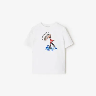 Burberry Kids'  Childrens London Guard Cotton T-shirt In White