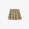 Burberry Pleated Check Cotton Twill Skirt In Brown
