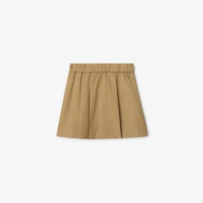 Burberry Kids'  Childrens Pleated Cotton Blend Skirt In Sand