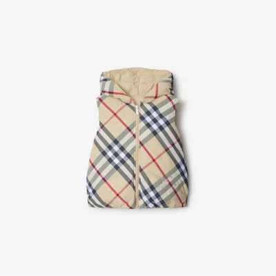 Burberry Kids' Reversible Check Nylon Padded Gilet In Pale Stone