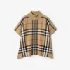 Burberry Reversible Check Wool Cape In Brown