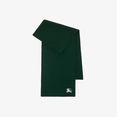 Burberry Childrens Ribbed Wool Scarf In Green