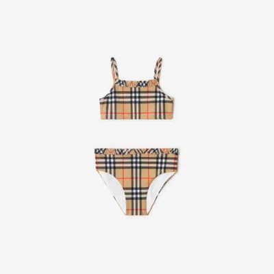 BURBERRY BURBERRY CHILDRENS RUFFE TRIM CHECK BIKINI