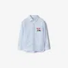 Burberry Striped Cotton Oxford Shirt In Blue