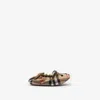 Burberry Childrens Thomas Bear Check Cotton Booties In Brown
