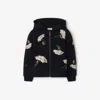 Burberry Umbrella Logo Cotton Zip Hoodie In Black