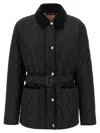 Burberry Women Black Nylon Belted Quilted Jacket In Black