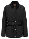 Burberry Women Black Nylon Belted Quilted Jacket In Black