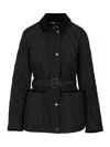 Burberry Belted Quilted Down Jacket In Black