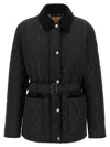 Burberry Women Black Nylon Belted Quilted Jacket In Black