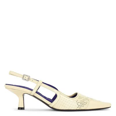 Burberry Chisel Leather Slingback Pumps In Neutral