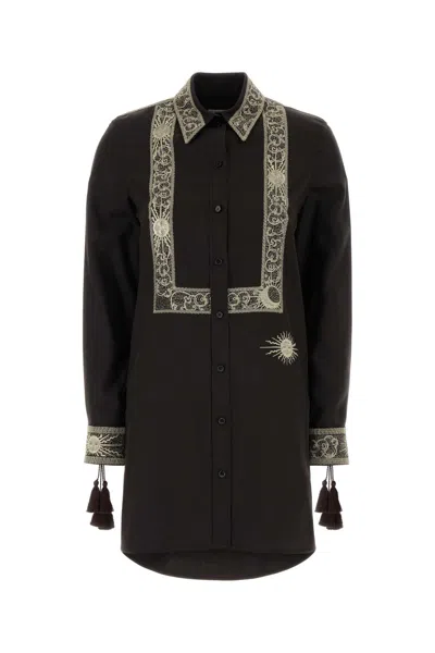 Burberry Chocolate Silk Shirt Dress In Brown
