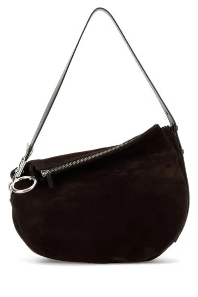 Burberry Chocolate Suede Medium Knight Shoulder Bag