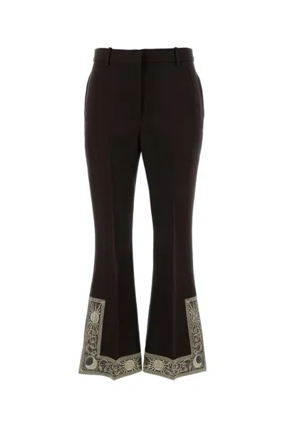 BURBERRY BURBERRY CHOCOLATE WOOL BLEND FLARED PANT