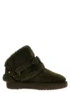 Burberry Shearling-trimmed Suede Ankle Boots In Green