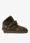 Burberry Man Ankle Boots Military Green Size 9 Shearling In Green