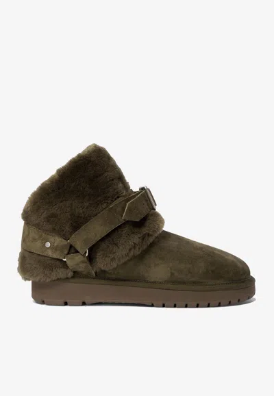 Burberry Chubby Buckled Shearling Ankle Boots