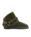 Burberry Snug Green Ankle Boots With Strap In Suede And Shearling In Black