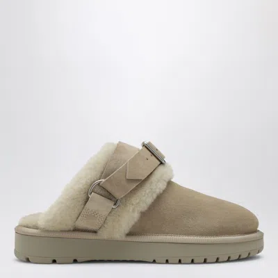 BURBERRY CHUBBY MULE IN SUEDE AND BEIGE SHEARLING
