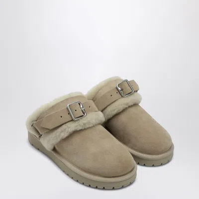 Burberry Chubby Mule In Suede And Shearling
